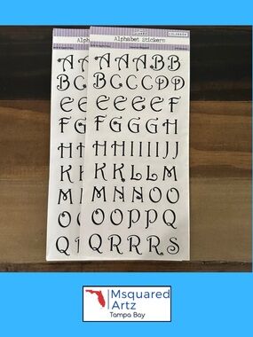 ColorBök Elegant Alphabet Stickers Black Letter Sheets Lot of 2 Scrapbook Craft